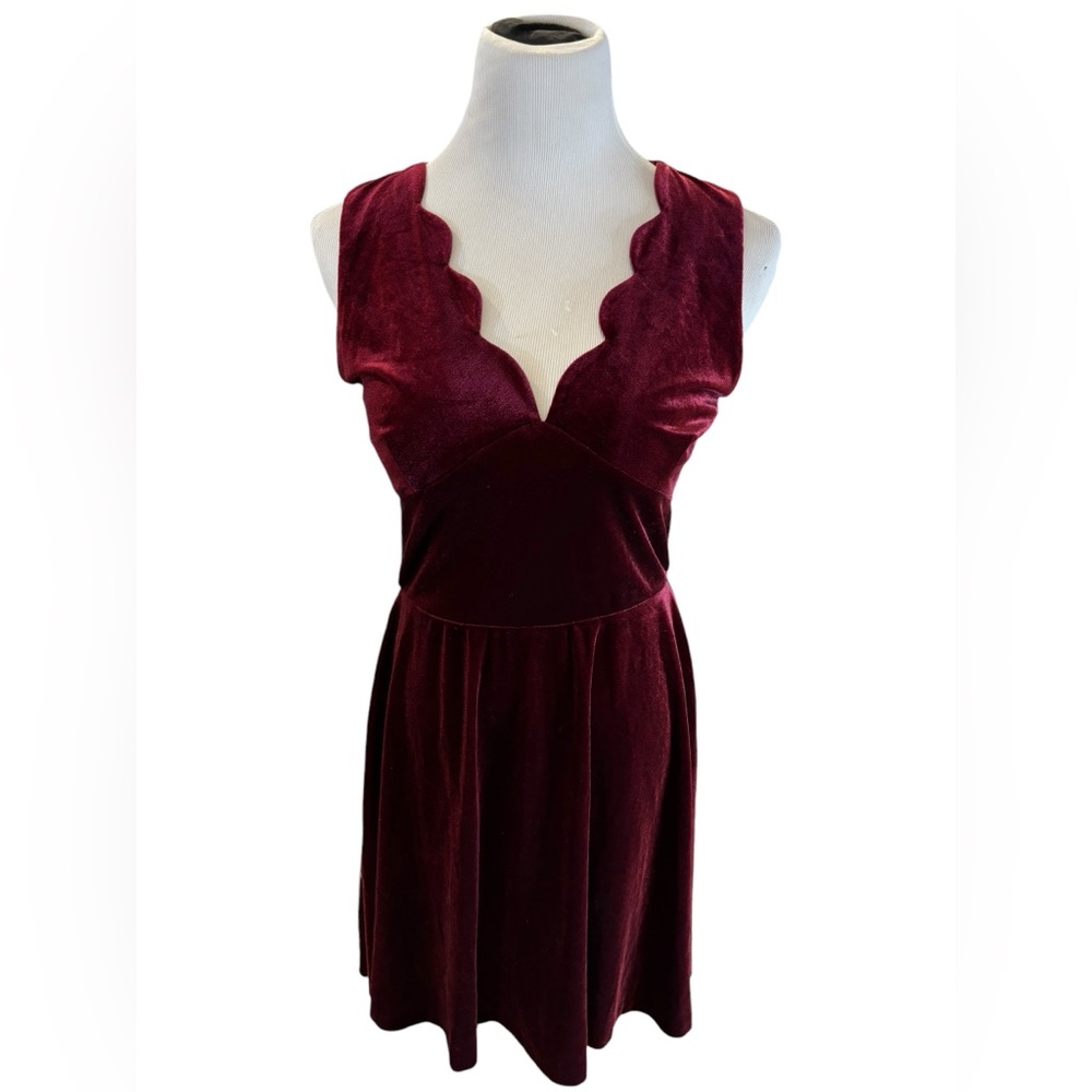 Necessary Objects Womens Burgundy Velvet‎ Sleeveless Dress Size Large